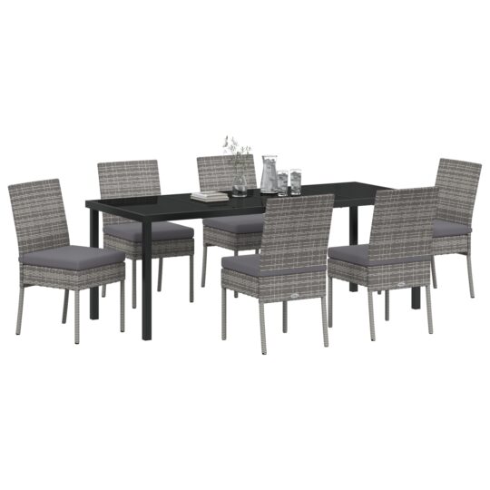 3379217 3 Set de Dining pentru Grădină 7 Piese Gri Poliratan 3379217 3
