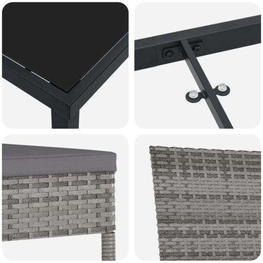 3379217 9 Set de Dining pentru Grădină 7 Piese Gri Poliratan 3379217 9