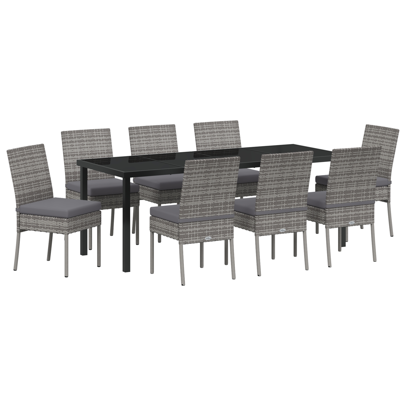 3379218 2 Set de dining pentru grădină 9 piese gri poliratan Set de dining pentru grădină 9 piese gri poliratan - imagine 2