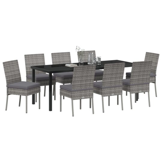 3379218 3 Set de dining pentru grădină 9 piese gri poliratan 3379218 3