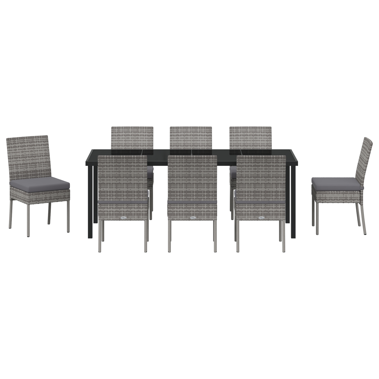 3379218 7 Set de dining pentru grădină 9 piese gri poliratan Set de dining pentru grădină 9 piese gri poliratan - imagine 7