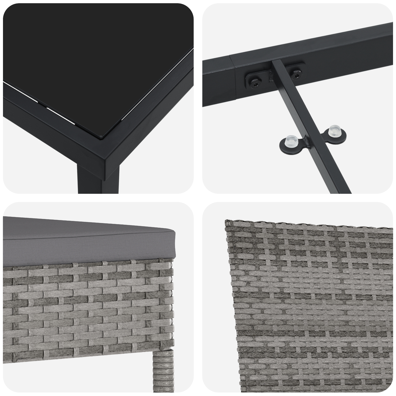 3379218 9 Set de dining pentru grădină 9 piese gri poliratan Set de dining pentru grădină 9 piese gri poliratan - imagine 9