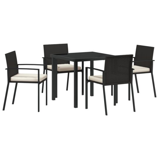 Alternative view of Set de masă pentru grădină 5 pcs Negru Rattan poli