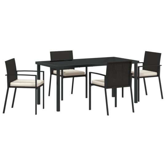 Alternative view of Set de masă pentru grădină 5 pcs Negru Rattan poli