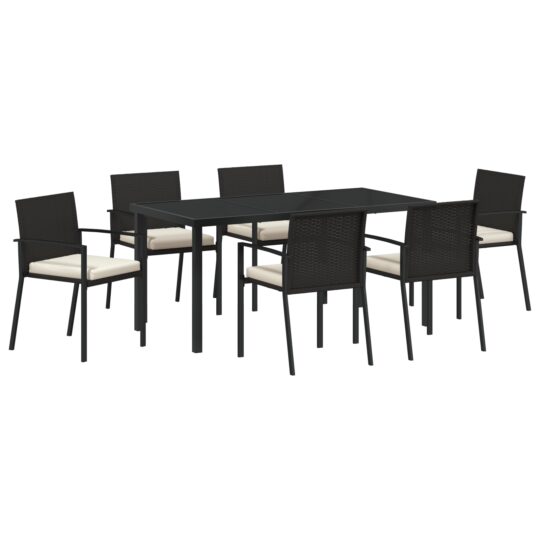 Alternative view of Set de masă pentru grădină 7 pcs Negru Rattan poli