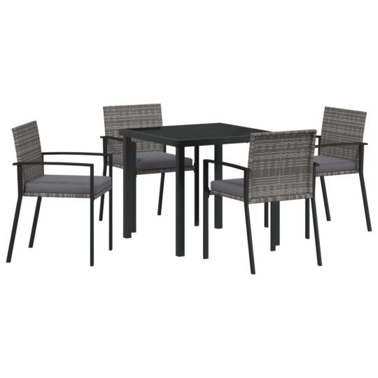 Alternative view of Set de masă pentru grădină 5 pcs Gri Rattan poli
