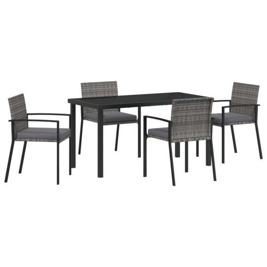 Alternative view of Set de masă pentru grădină 5 pcs Gri Rattan poli