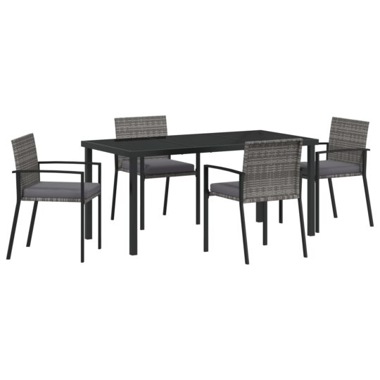 Alternative view of Set de masă pentru grădină 5 pcs Gri Rattan poli