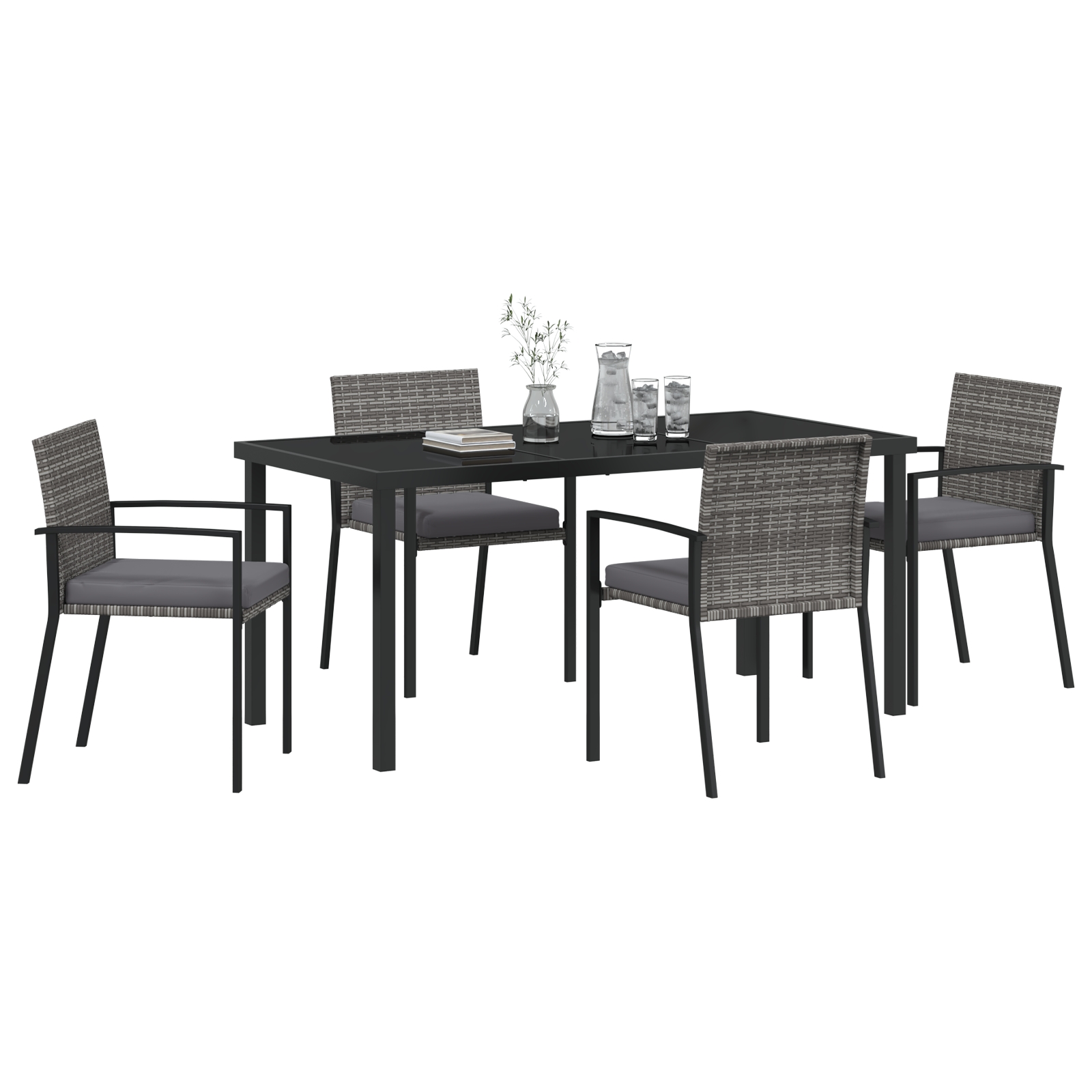Set de masă pentru grădină 5 pcs Gri Rattan poli - imagine 3
