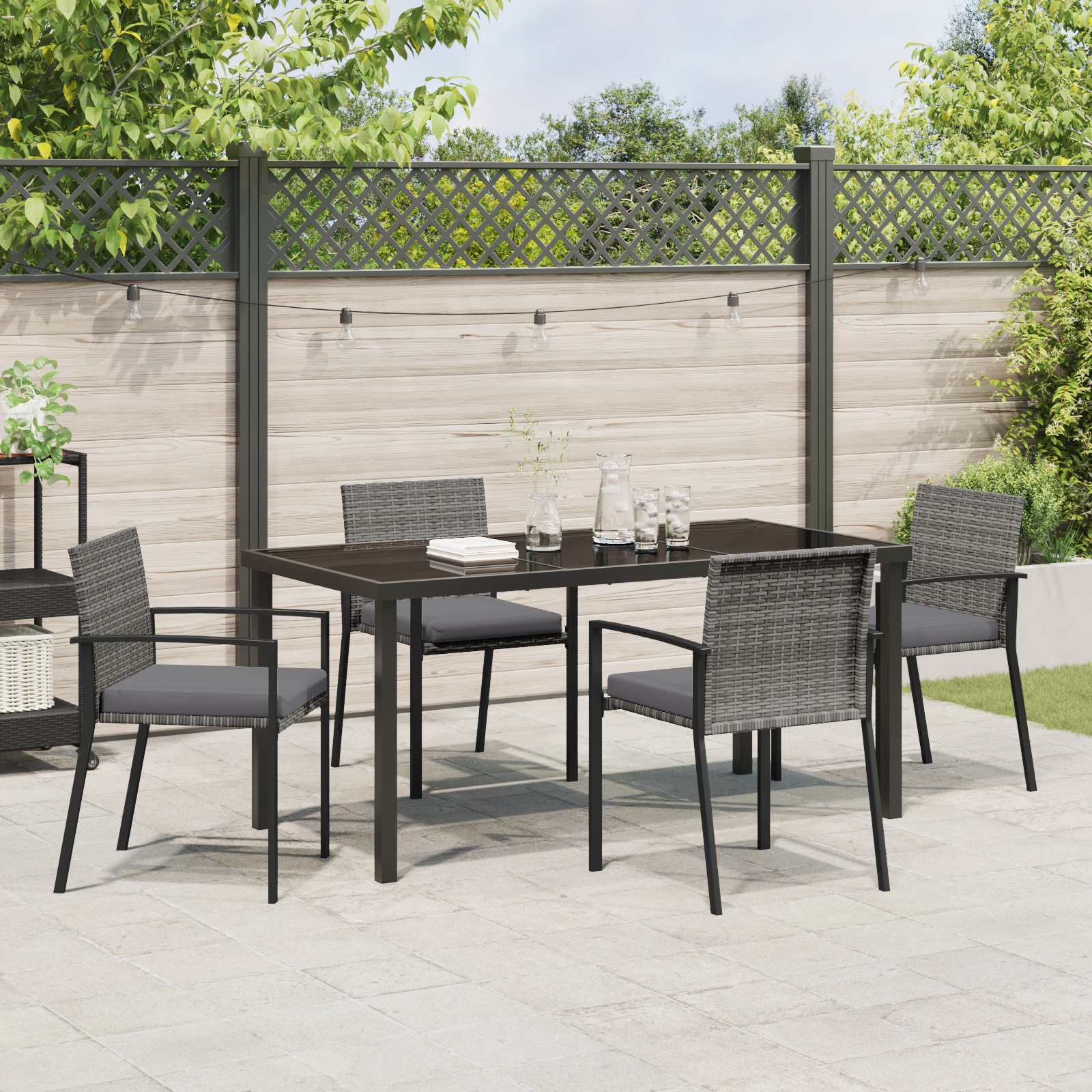 Set de masă pentru grădină 5 pcs Gri Rattan poli - imagine 4