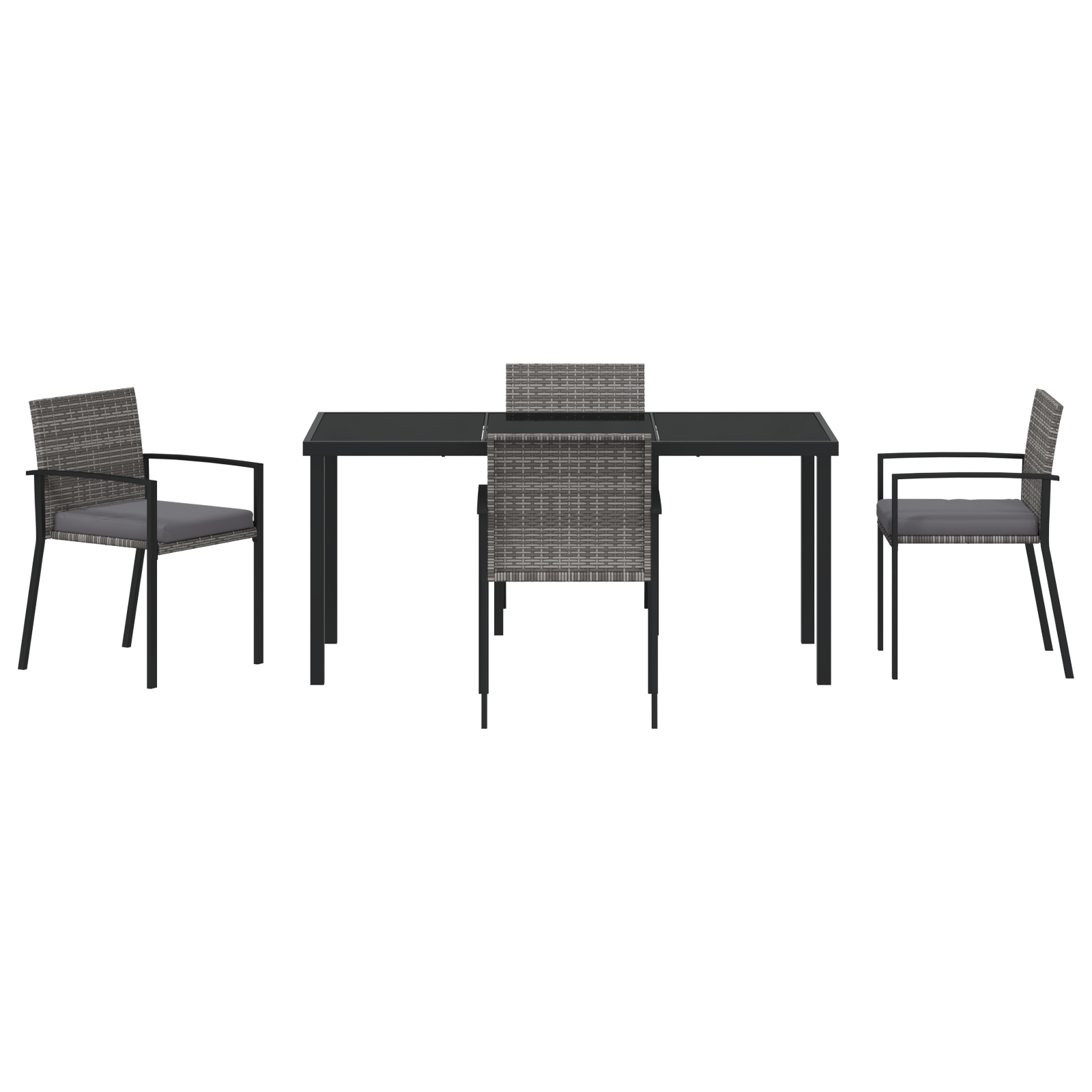 Set de masă pentru grădină 5 pcs Gri Rattan poli - imagine 7