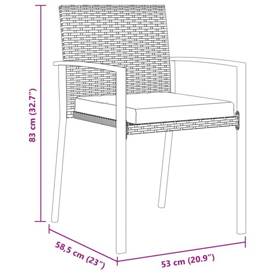 3379244 10 Set de masă pentru grădină 7 pcs Gri Rattan poli 3379244 10