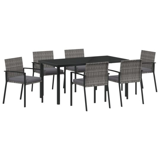 Alternative view of Set de masă pentru grădină 7 pcs Gri Rattan poli