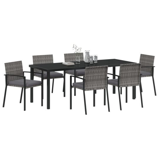 3379245 3 Set de dining în grădină 7 piese Gri Poliratan 3379245 3