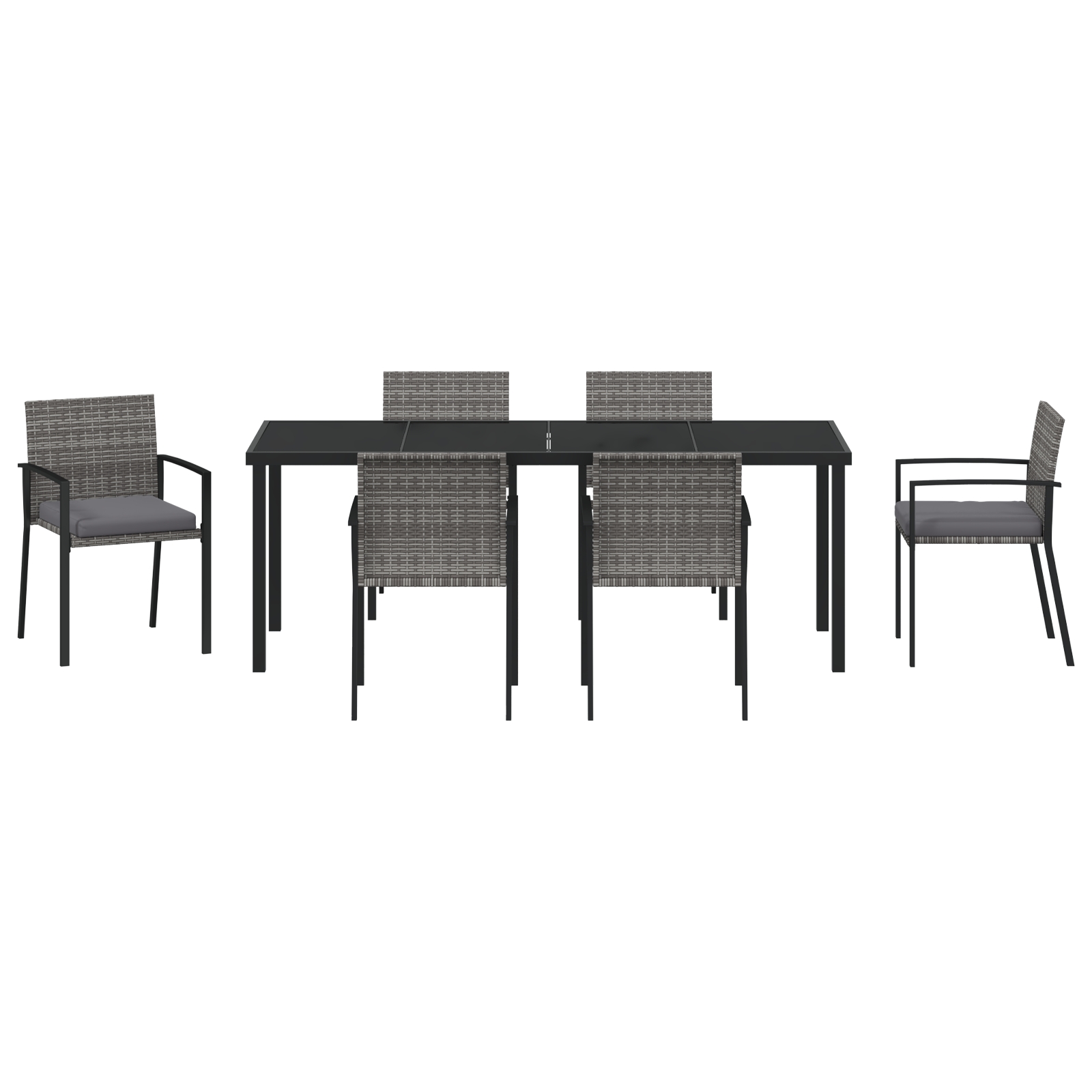 3379245 7 Set de dining în grădină 7 piese Gri Poliratan Set de dining în grădină 7 piese Gri Poliratan - imagine 7