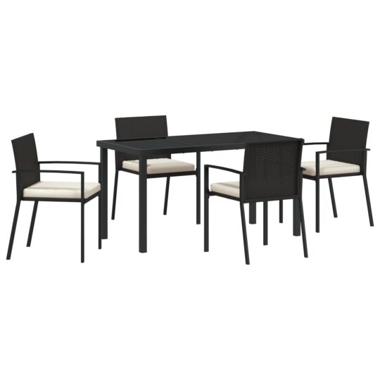 3379249 2 Set de dining de grădină 5 piese Rattan negru 3379249 2
