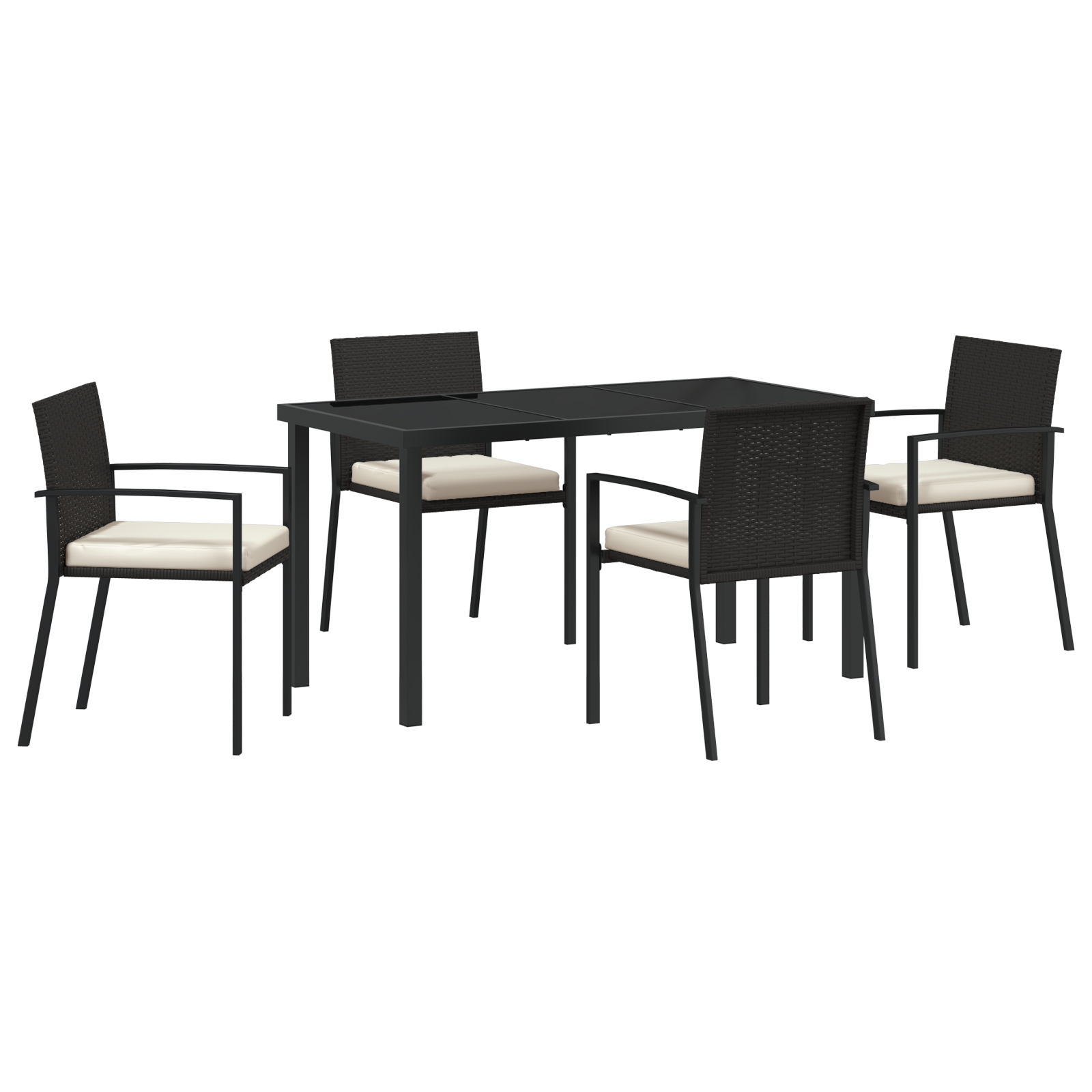 3379249 2 Set de dining de grădină 5 piese Rattan negru Set de dining de grădină 5 piese Rattan negru - imagine 2
