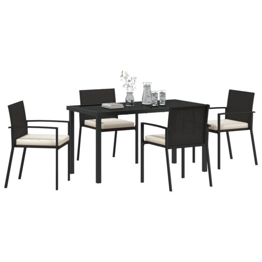 3379249 3 Set de dining de grădină 5 piese Rattan negru 3379249 3