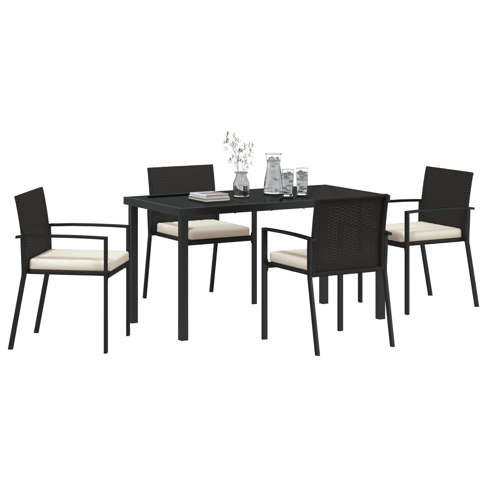 3379249 3 Set de dining de grădină 5 piese Rattan negru Set de dining de grădină 5 piese Rattan negru - imagine 3