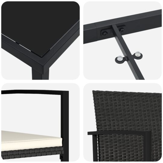 3379249 9 Set de dining de grădină 5 piese Rattan negru 3379249 9