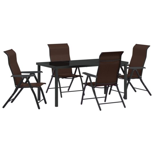 Alternative view of Set de masă pentru grădină 5 pcs Maro Rattan poli