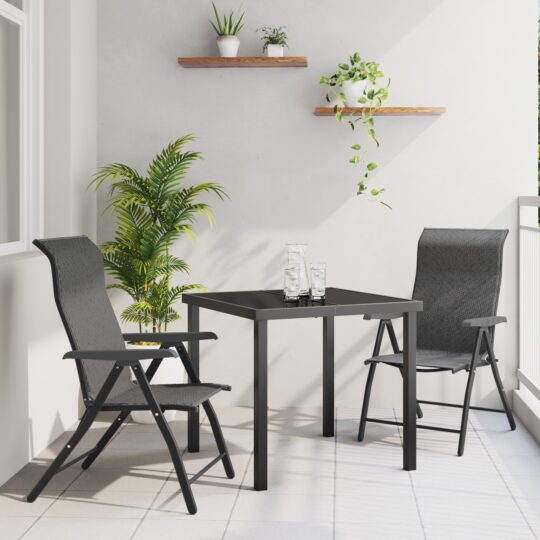 Set de masă pentru grădină 3 pcs Gri Rattan poli