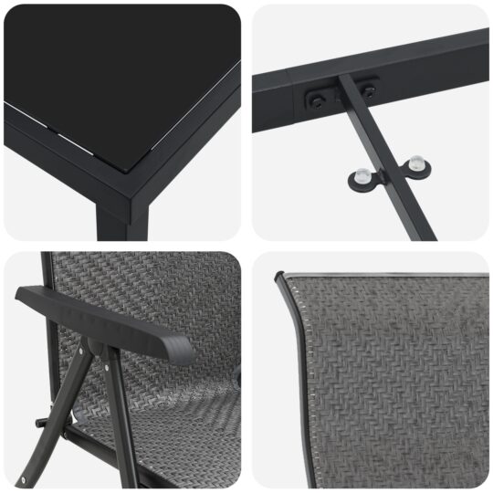 3379281 9 Set Dining Grădină 9 Piese Gri din Ratan PE 3379281 9