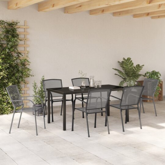 3379286 4 Set de masă pentru grădină 7 pcs Antracit Oțel 3379286 4