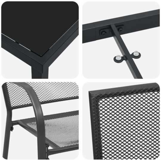 3379286 9 Set de masă pentru grădină 7 pcs Antracit Oțel 3379286 9