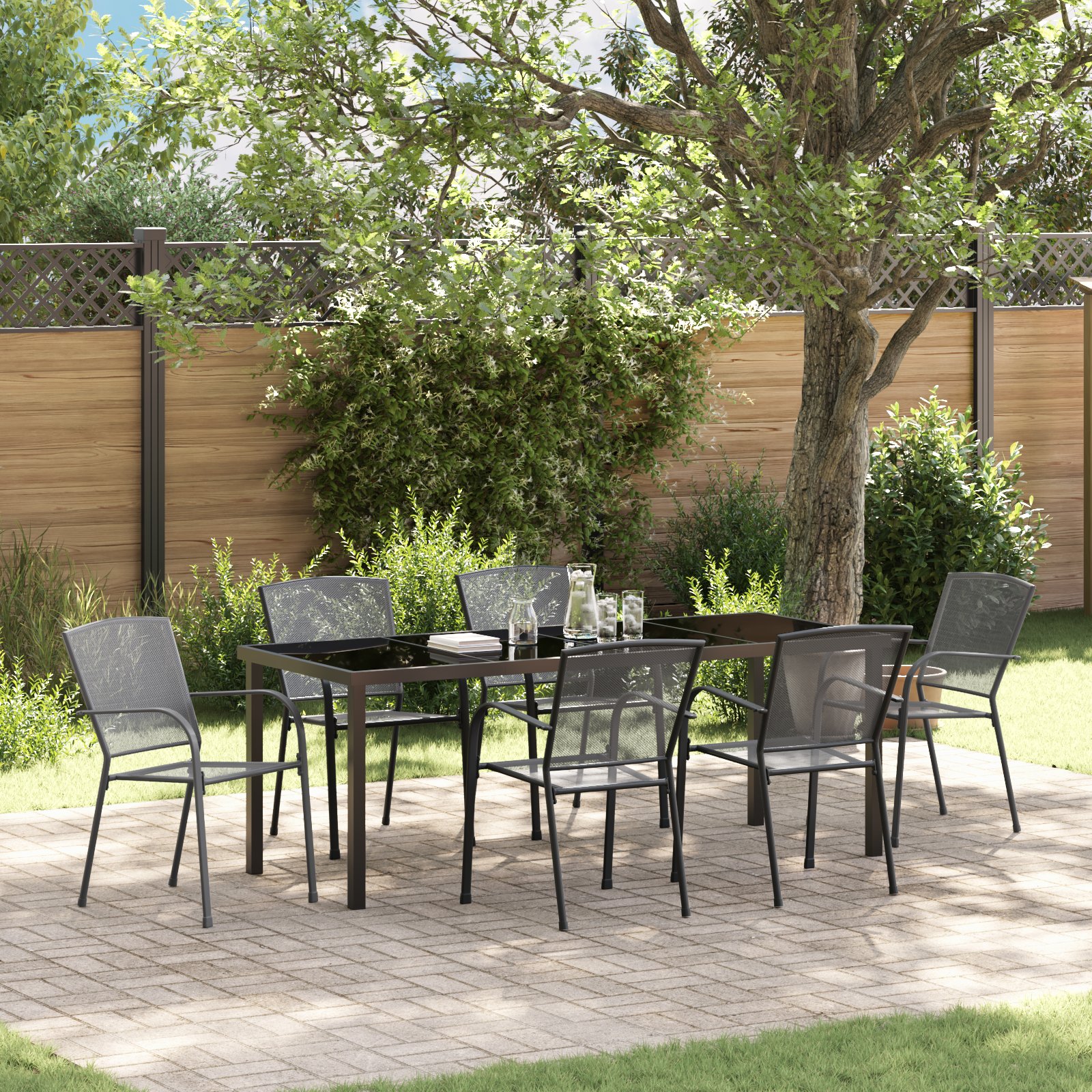 3379287 1 Set de Dining pentru Grădină 7 Piese Oțel Antracit Set de Dining pentru Grădină 7 Piese Oțel Antracit