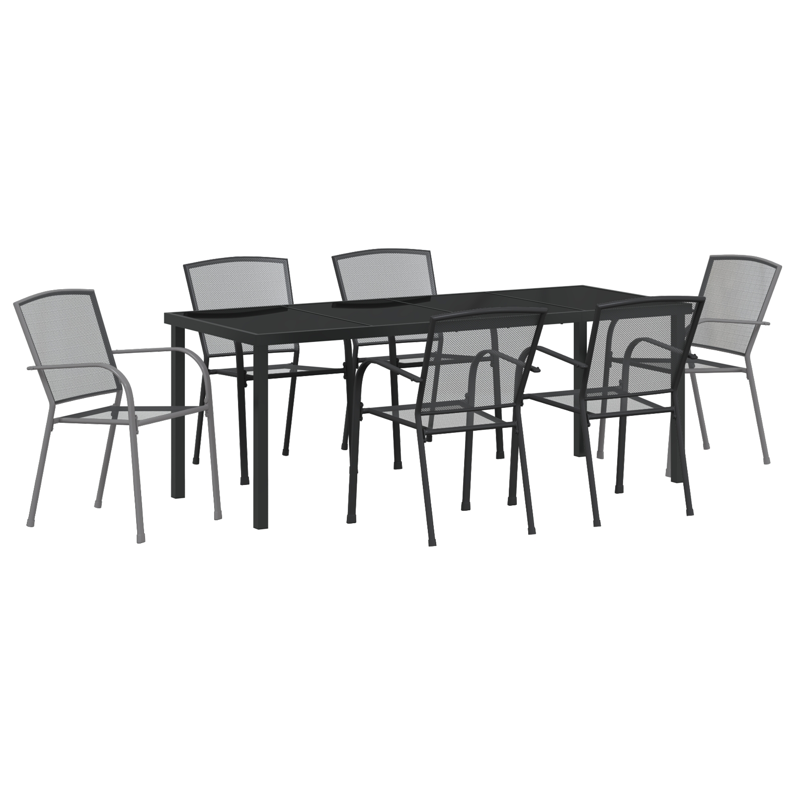 3379287 2 Set de Dining pentru Grădină 7 Piese Oțel Antracit Set de Dining pentru Grădină 7 Piese Oțel Antracit - imagine 2