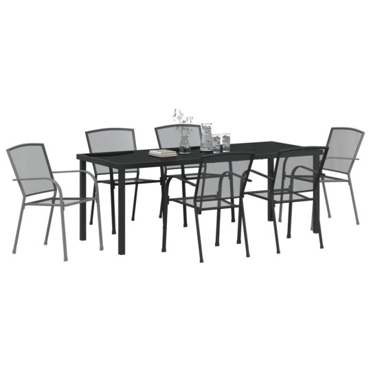 3379287 3 Set de Dining pentru Grădină 7 Piese Oțel Antracit 3379287 3