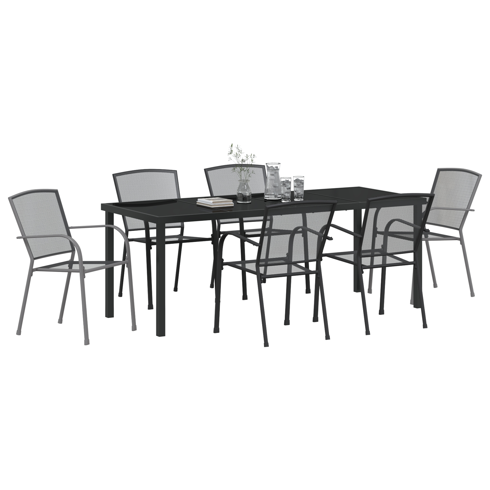 3379287 3 Set de Dining pentru Grădină 7 Piese Oțel Antracit Set de Dining pentru Grădină 7 Piese Oțel Antracit - imagine 3