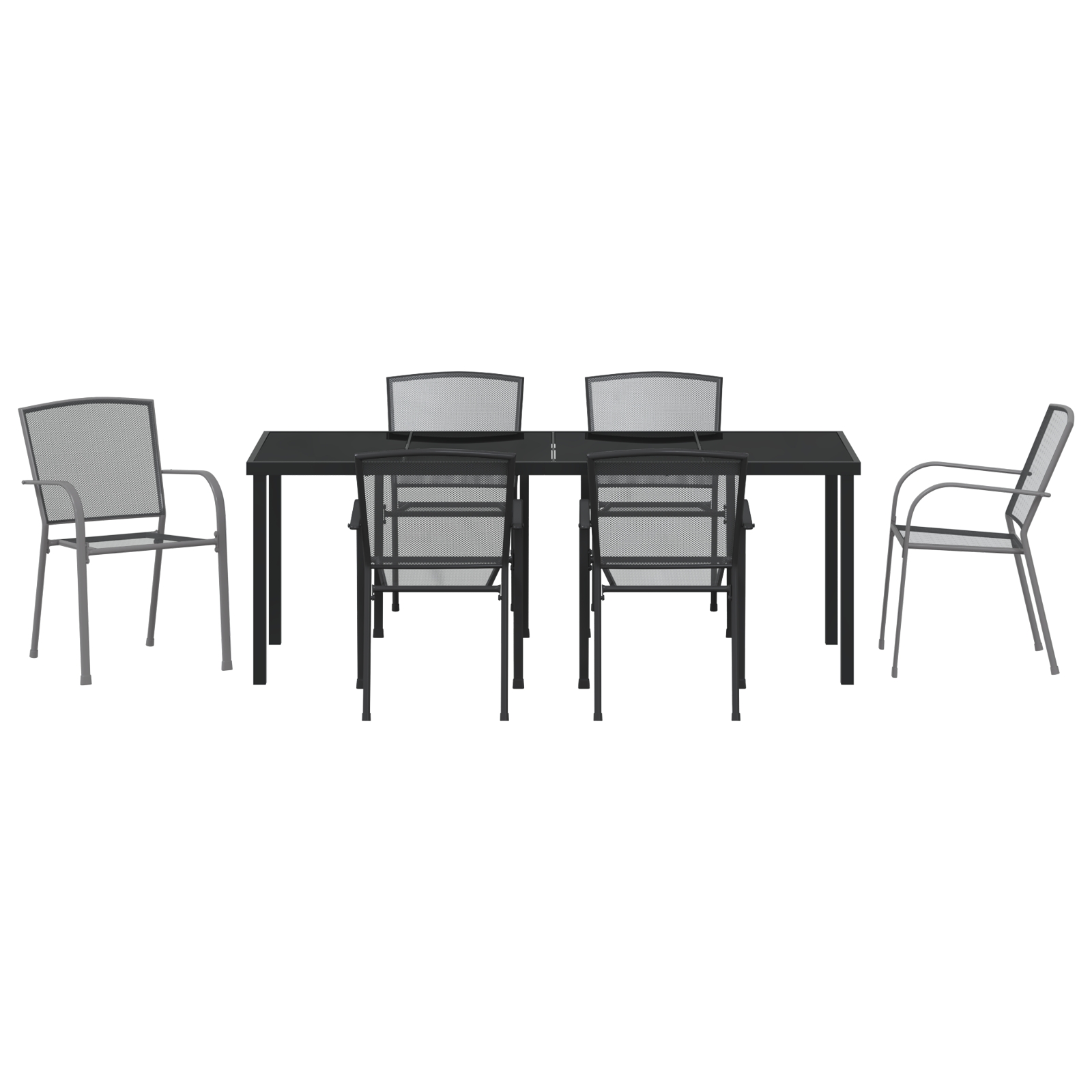 3379287 7 Set de Dining pentru Grădină 7 Piese Oțel Antracit Set de Dining pentru Grădină 7 Piese Oțel Antracit - imagine 7
