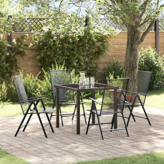 Set de masă pentru grădină 5 pcs Antracit Oțel