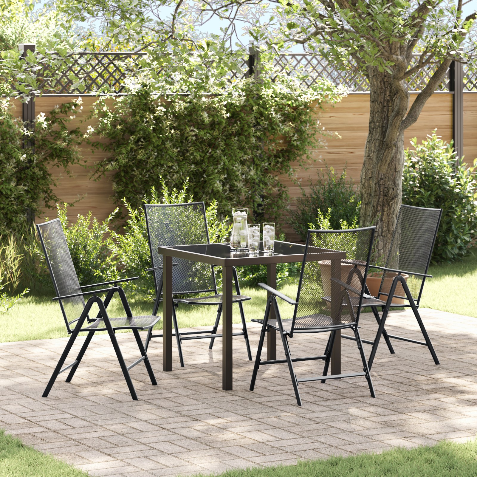3379290 1 Set de masă pentru grădină 5 pcs Antracit Oțel Set de masă pentru grădină 5 pcs Antracit Oțel