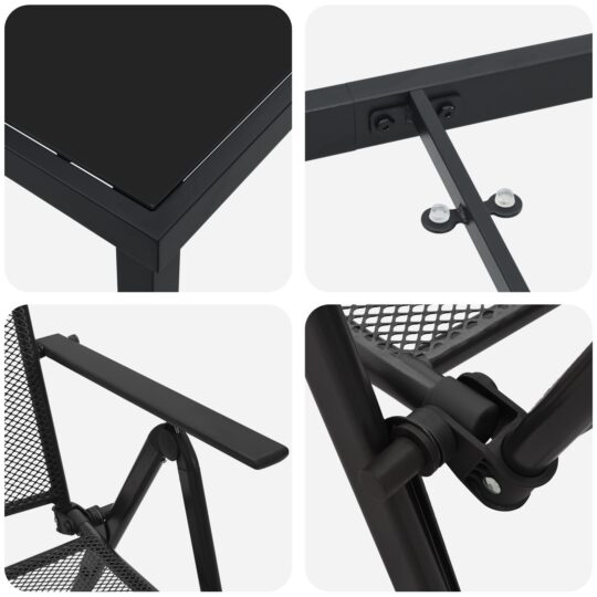 3379290 9 Set de masă pentru grădină 5 pcs Antracit Oțel 3379290 9