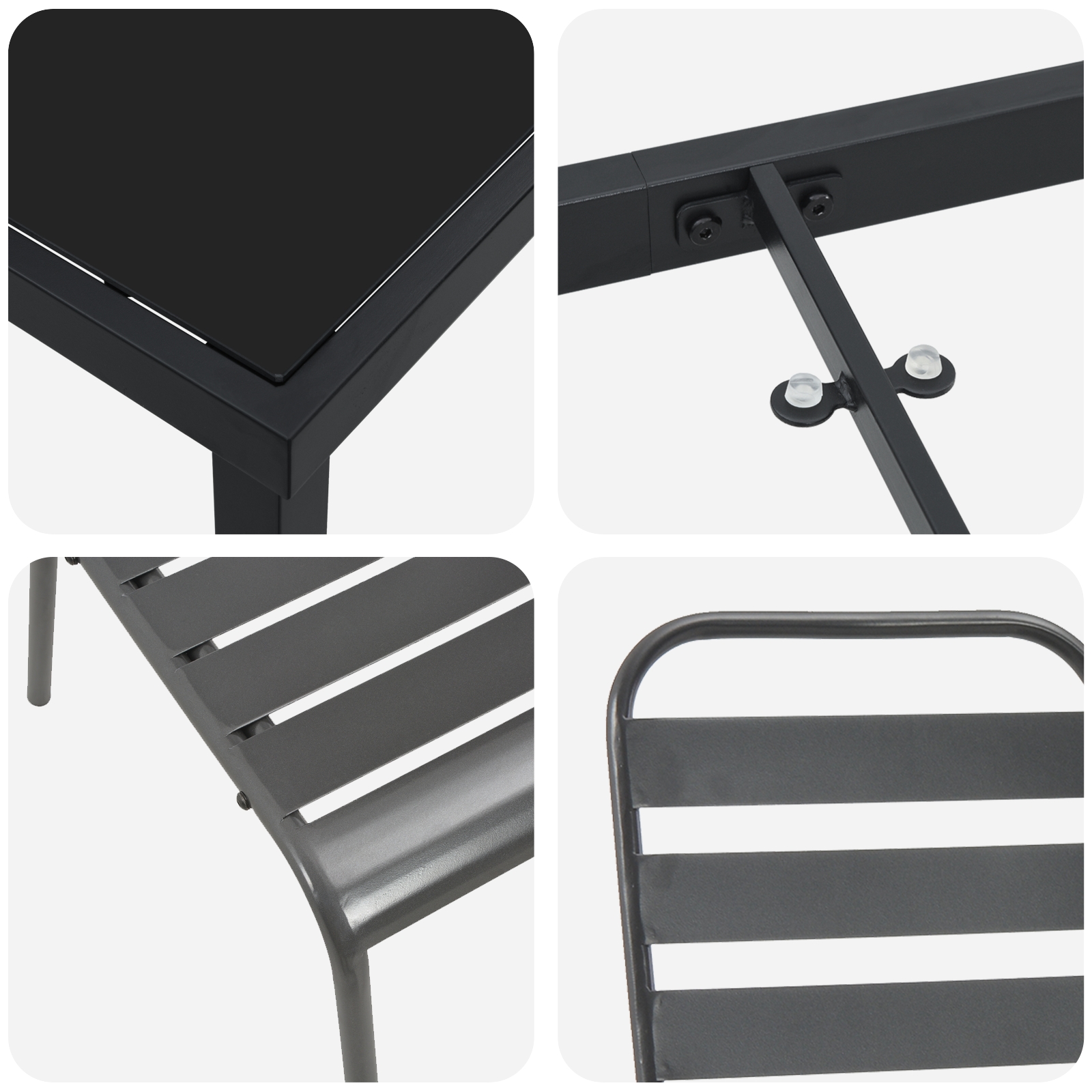 3379299 9 Set de masă pentru grădină 5 pcs Gri închis Oțel Set de masă pentru grădină 5 pcs Gri închis Oțel - imagine 9