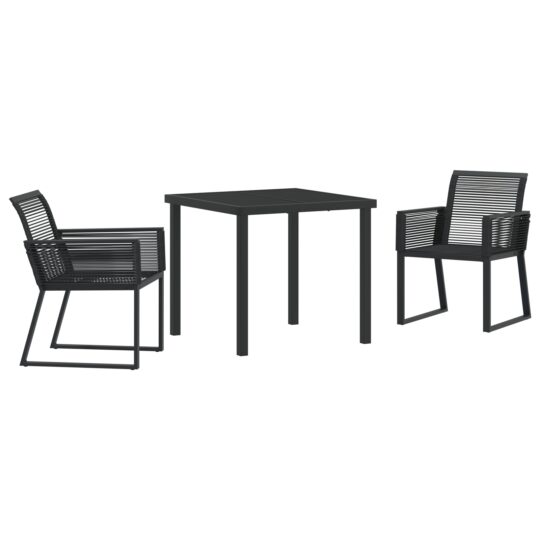 Alternative view of Set de masă pentru grădină 3 pcs Negru Rattan poli