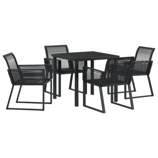Alternative view of Set de masă pentru grădină 5 pcs Negru Rattan poli