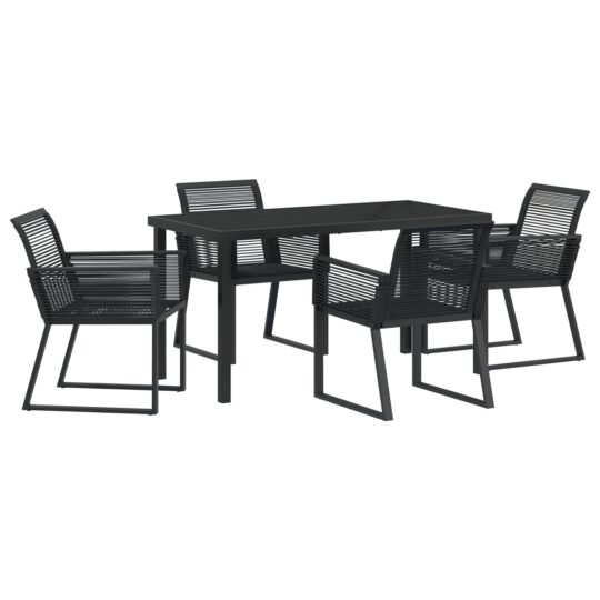 Alternative view of Set de masă pentru grădină 5 pcs Negru Rattan poli