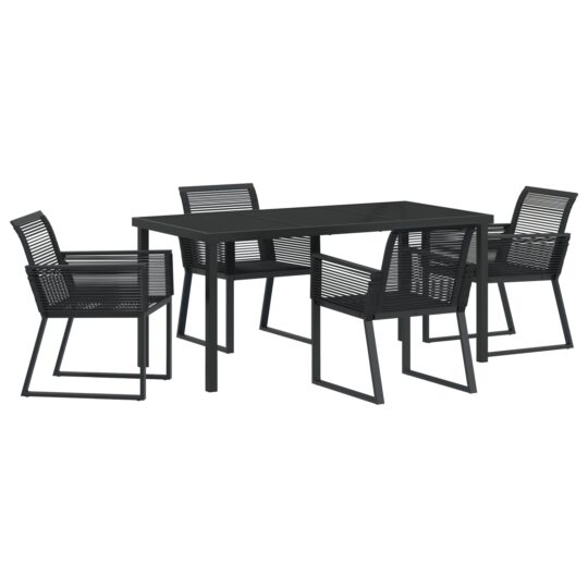 Alternative view of Set de masă pentru grădină 5 pcs Negru Rattan poli