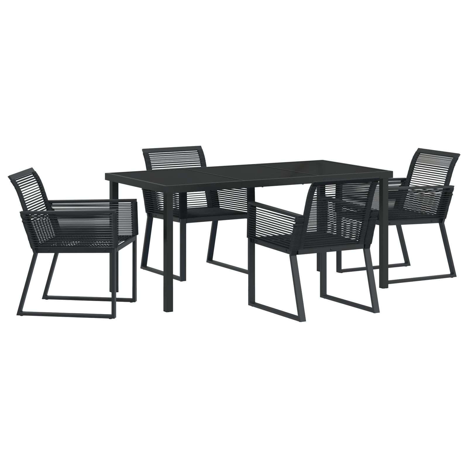 3379313 2 Set de masă pentru grădină 5 pcs Negru Rattan poli Set de masă pentru grădină 5 pcs Negru Rattan poli - imagine 2