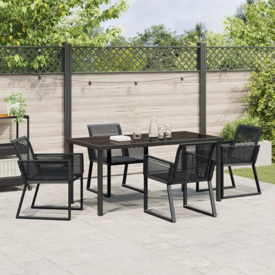 3379313 4 Set de masă pentru grădină 5 pcs Negru Rattan poli 3379313 4