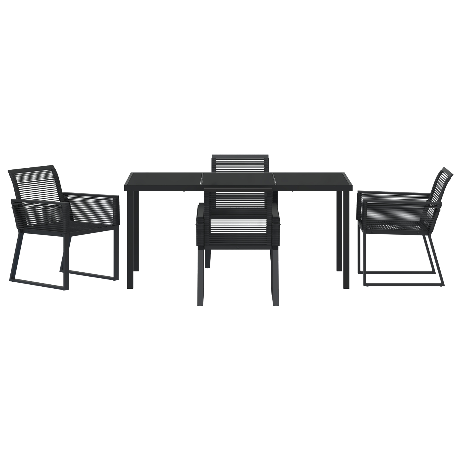 3379313 7 Set de masă pentru grădină 5 pcs Negru Rattan poli Set de masă pentru grădină 5 pcs Negru Rattan poli - imagine 7
