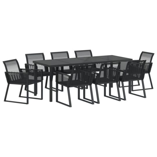 3379316 2 Set de dining de grădină 9 piese Negru Poliratan 3379316 2