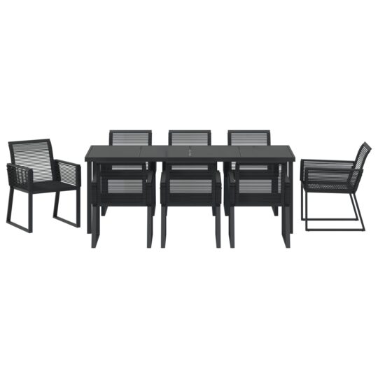 3379316 7 Set de dining de grădină 9 piese Negru Poliratan 3379316 7