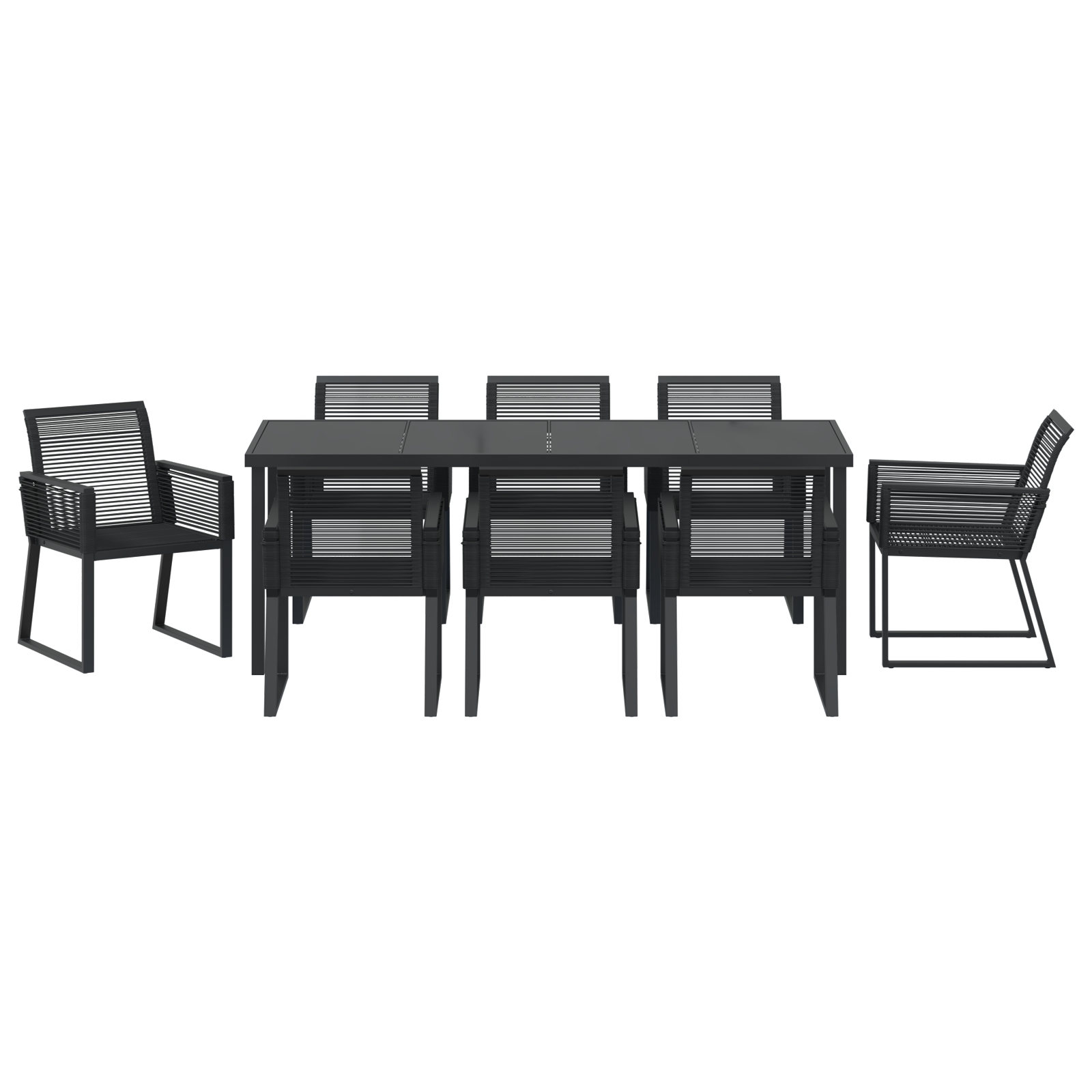 3379316 7 Set de dining de grădină 9 piese Negru Poliratan Set de dining de grădină 9 piese Negru Poliratan - imagine 7