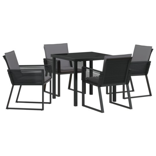 Alternative view of Set de masă pentru grădină 5 pcs Negru Rattan poli