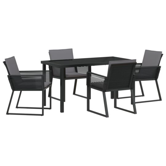 Alternative view of Set de masă pentru grădină 5 pcs Negru Rattan poli
